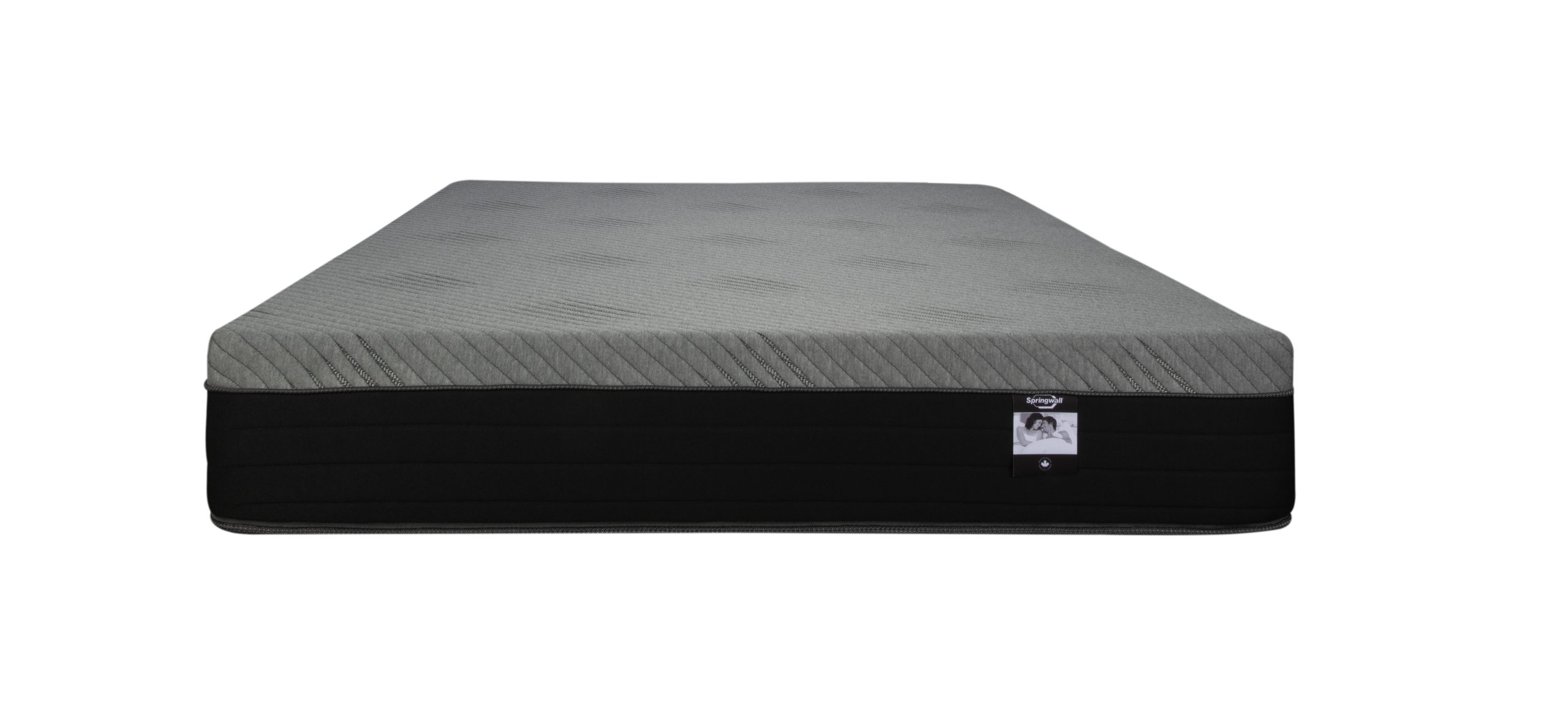 The Georgian 10" RV mattress shown from the front with grey stretch knit top and black side panel